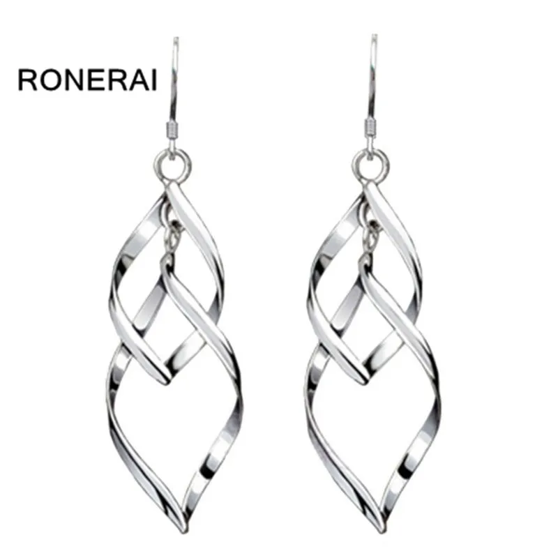 

KOFSAC Vintage 925 Sterling Silver Drop Earrings Jewelry Popular Double Geometry Design Long Earring For Women Girl Party