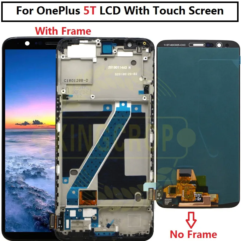 

Oneplus 5T LCD Display Touch Screen with frame Teste Good 6.01"Digitizer Assembly Replacement Accessory For One plus 5t