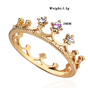 

18K Gold Royal Crown Clear Cubic Zirconia Band Ring for Womens Engagement Wedding Bridal Jewelry Fine Jewelry A1126