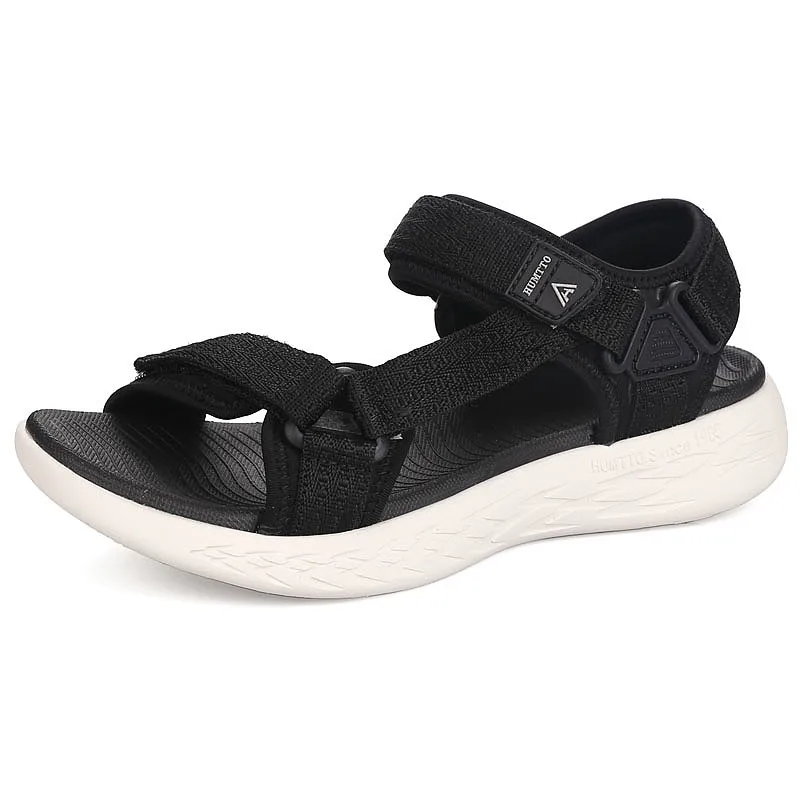 Humtto мужские сандалии летние для отдыха путешествия дышащие уличные с толстой подошвой быстросохнущие легкие пляжные туфли - Цвет: Черный