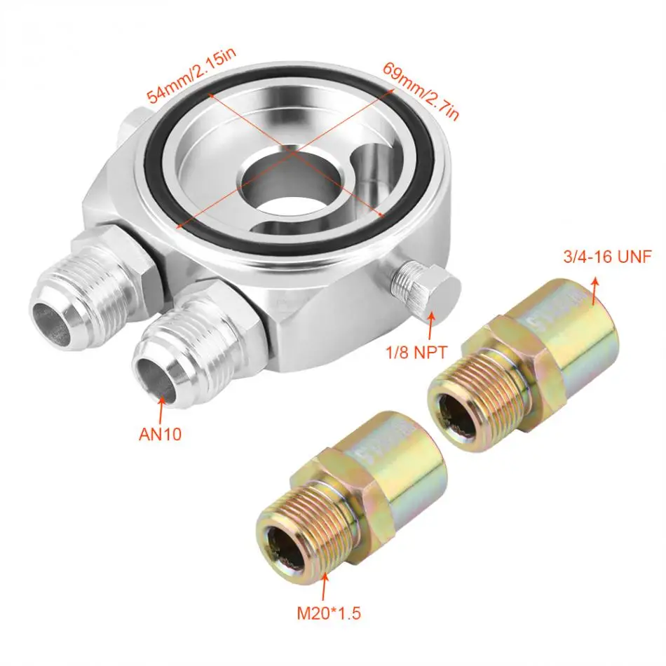 M20 x 1,5 Алюминиевый Масляный фильтр охладитель Сэндвич пластина адаптер 18 NPT масляный охладитель Комплект Новое поступление универсальный
