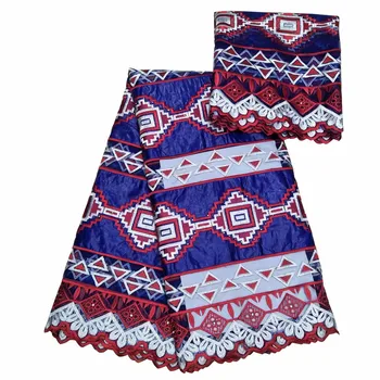 

African fabric Bazin riche fabric africain cotton embroidered Bazin riche getzner with tulle lace set african lace fabric JJ31-1