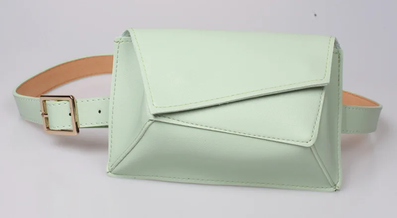 Женская поясная сумка, кожаная сумка конфетного цвета для женщин, дорожные нагрудные сумки, маленькая телефонная упаковка, модная сумка на пояс - Цвет: green