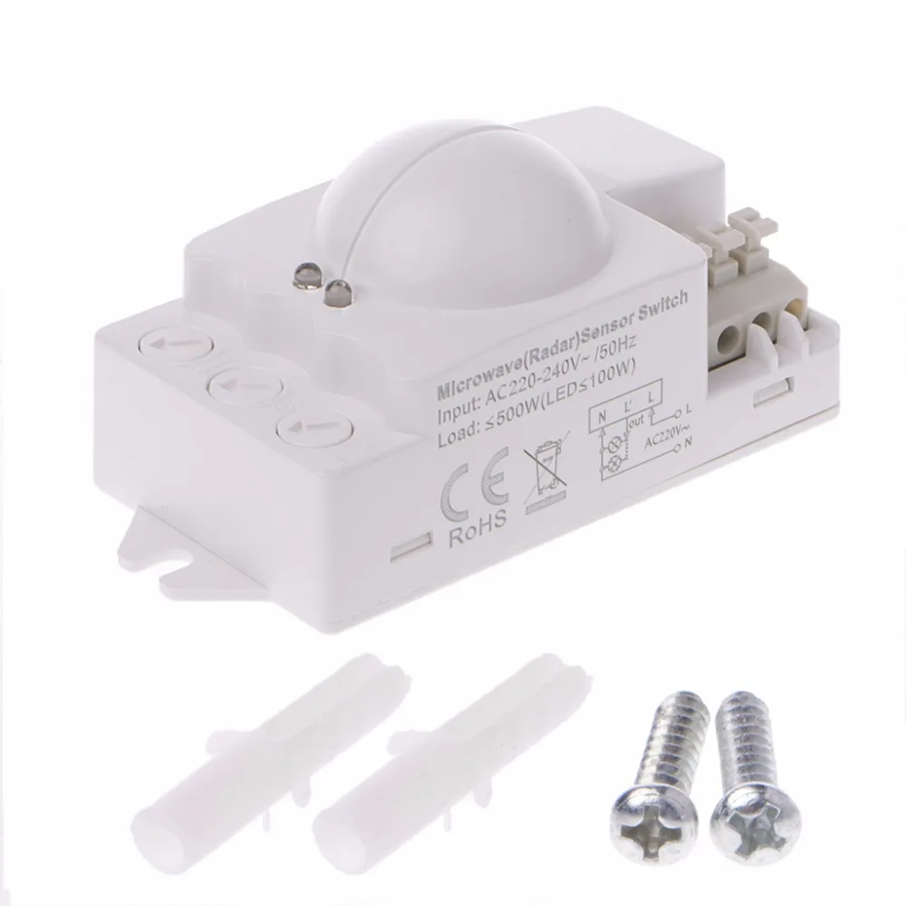 

AC 220-240V Microwave Radar Sensor Switch For Panel Ceiling Light Entrance Stairs Switches