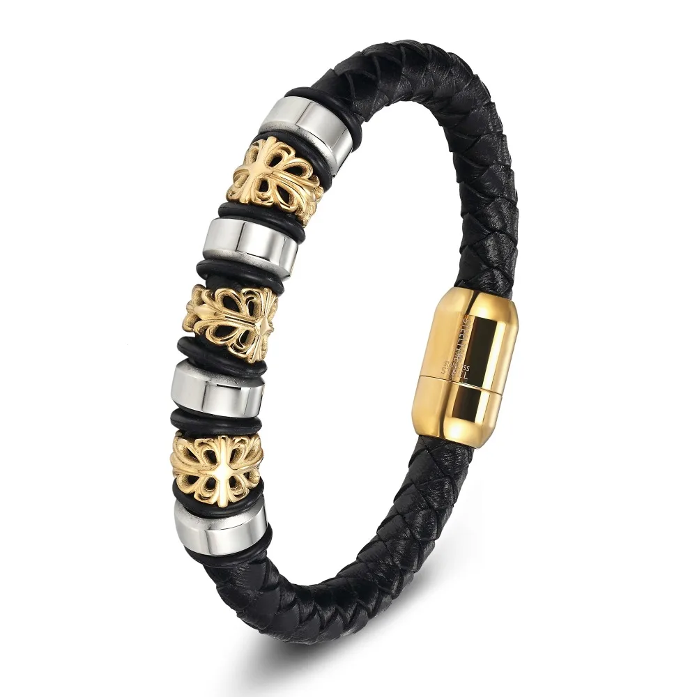 Titanium Steel Leather Rope Men's Bracelet Image 6