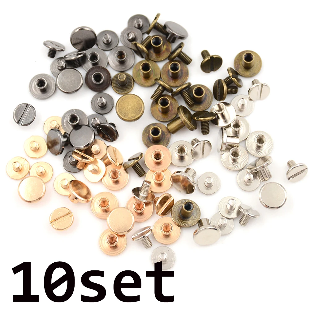 10set/Lot DIY Solid Brass Button Screws Stud Screw Nail Screwback For