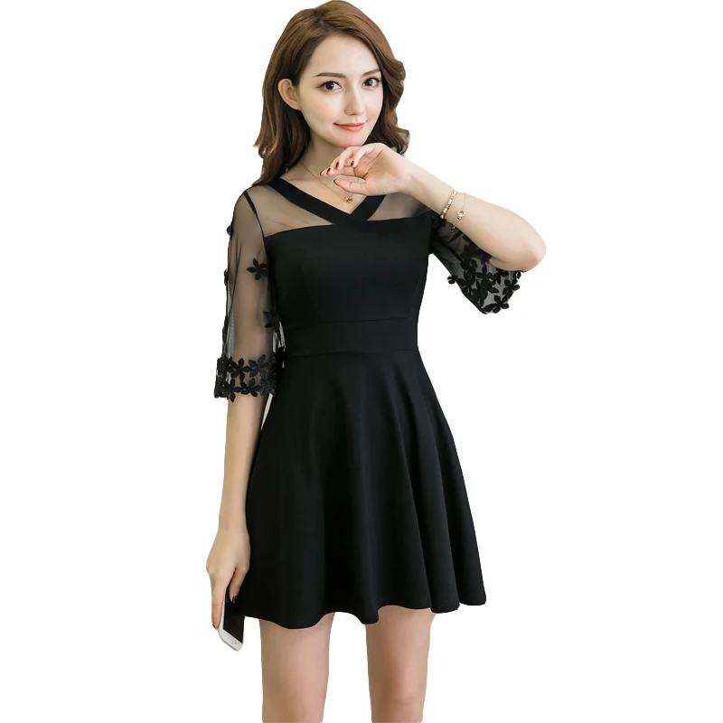 

Heyezui 2018 fashion women summer dress black dresses k341