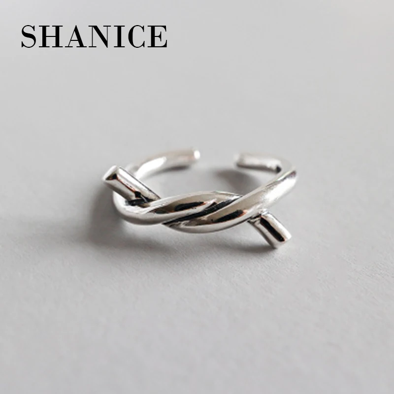 

SHANICE Retro 925 Sterling Silver Ring Opening Double Layers Twisted Wire Twist Smooth Ring Fashion Silver Jewelry Bijoux Femme