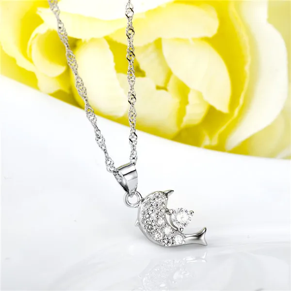 100% гарантированная s925 стерлингового серебра милые животные дельфин rhinestone