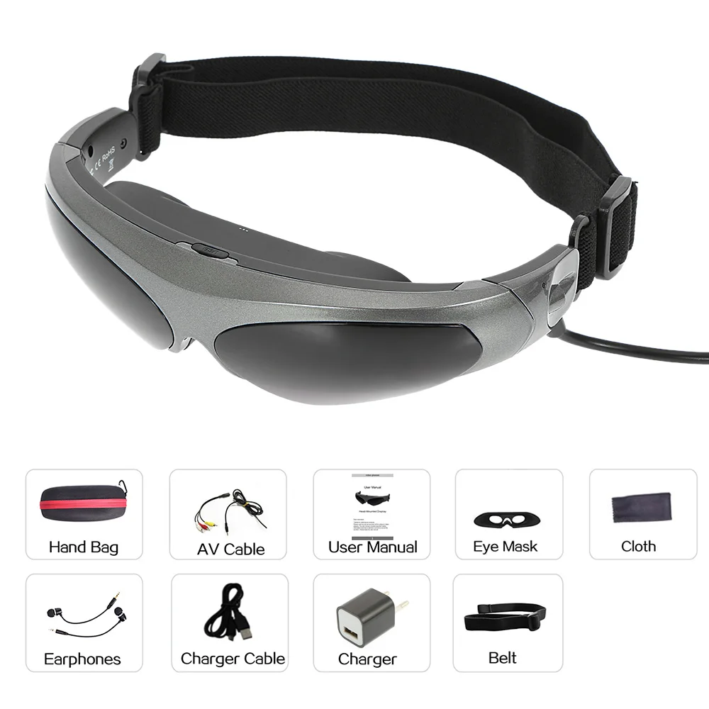 

Head-Mounted Display FPV Glasses 80 Inches Virtual Wide Screen Smart Video Glasses AV Input For Drones XBOX PS3 Games