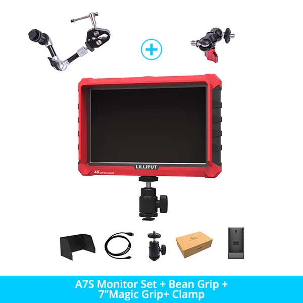 Как Atomos Lilliput A7S 7 дюймов 4k HD 1920x1200 HDMI камера видео полевой монитор для Canon Nikon ZHIYUN Crane DJI ronin s gimbal - Цвет: LilliputA7SBundleC