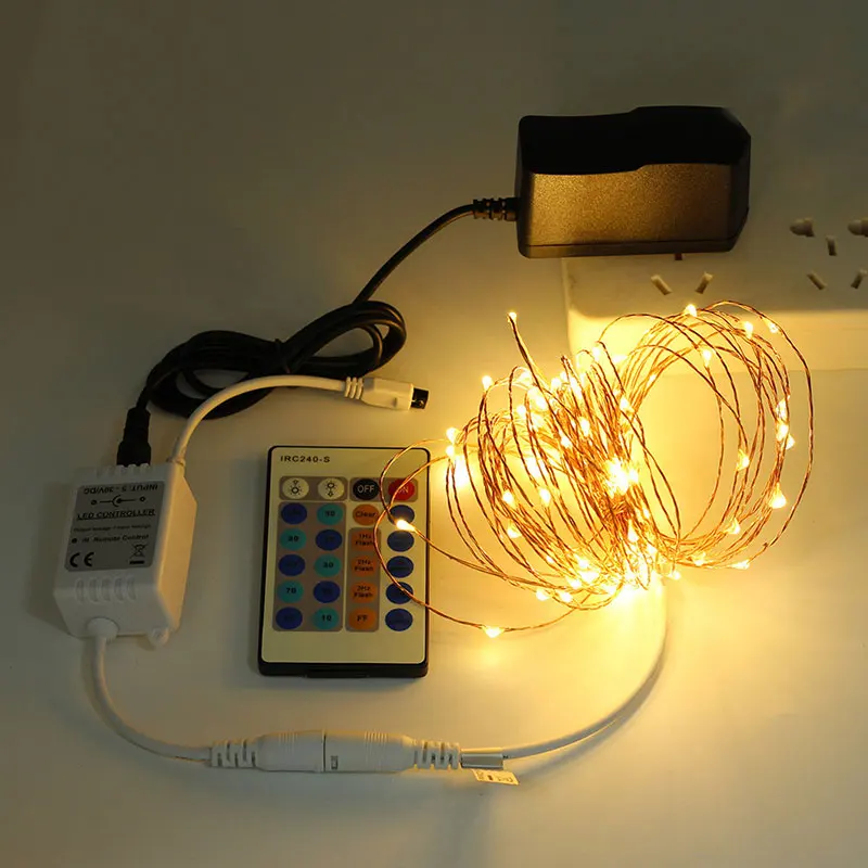 

Newest 10M USB LED String Light Waterproof With 24 Key Remote Control for TV Background Lighting Free LED Dimmer--