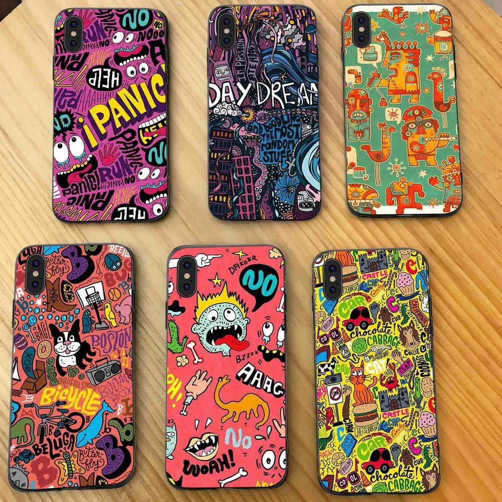

Graffiti Phone Cases Cover for iphone X XR XS MAX 6 6s 7 8 Plus TPU Cover Coque For iphone 7 8Plus iphone 5SE Cases