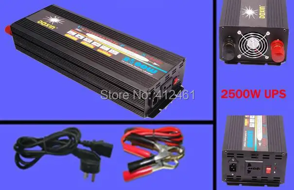 

DHL Free shipping factory price dc 24v to ac 220v 2500w/5000w peak frequency inverter with charger( black )