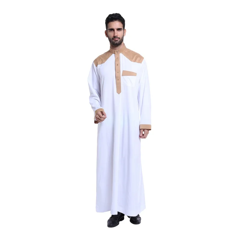 Fashion Muslim clothing for Men Mens Kaftan Jubba Thobe White Abaya Arab clothing Man Islamic clothing Ropa Arabe hombre