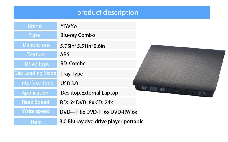 USB 3,0 Bluray привод CD DVD RW ГОРЕЛКА писатель Blu ray BD-R плеер оптический привод для ноутбука hp Macbook окно 10