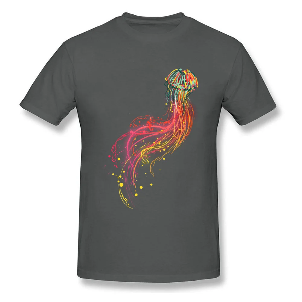Neon Jellyfish Prevalent Mens Top T-shirts Round Neck Short Sleeve Pure Cotton T Shirt Printed T-shirts Free Shipping Neon Jellyfish carbon