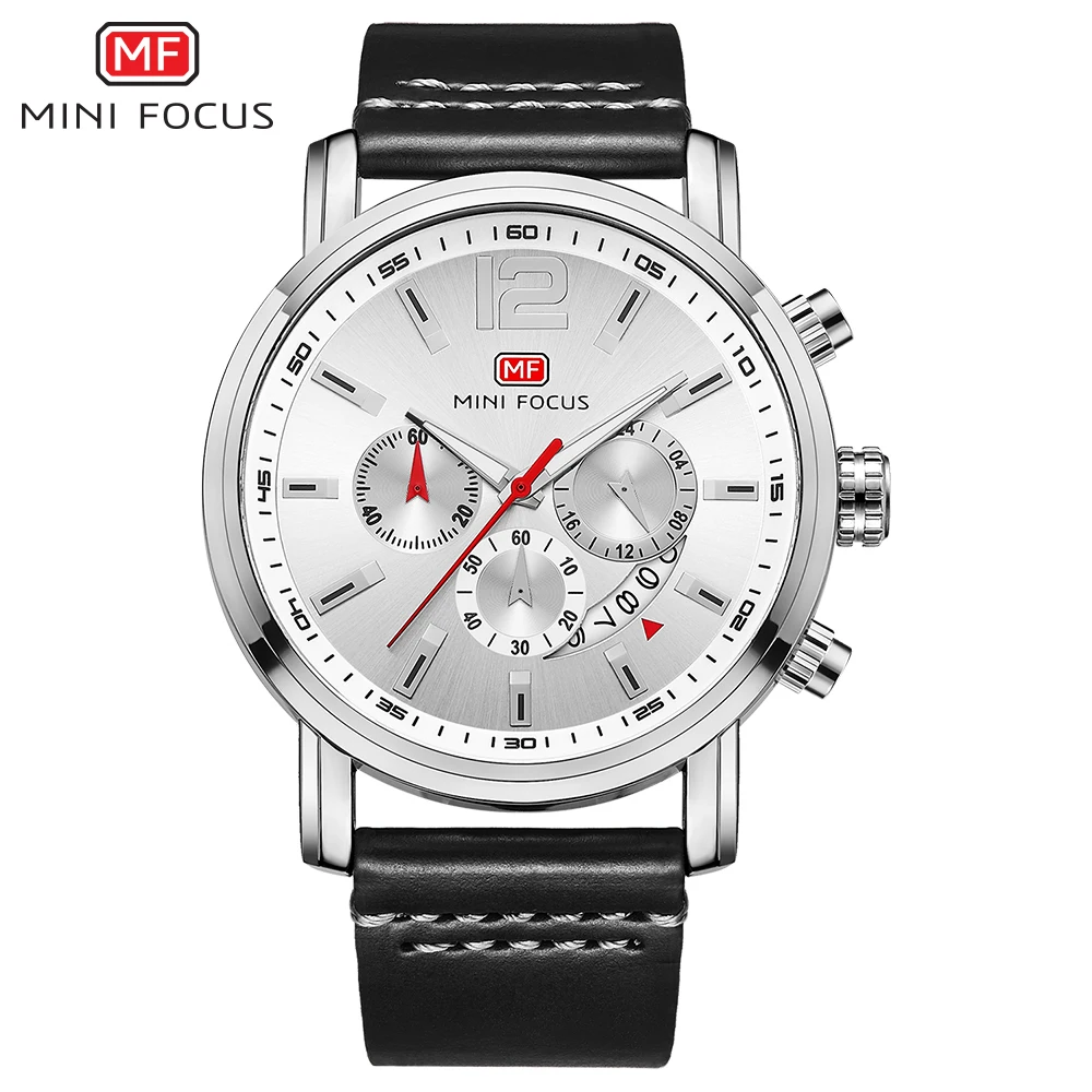 

MINI FOCUS Luxury Brand Men's Analog Quartz 24 Hour Date Watches Man 3ATM Waterproof Clock Men Sport Leather Band Wrist Watch