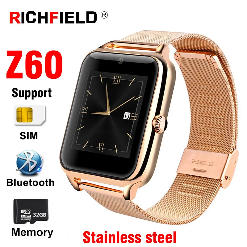 Z60 Спорт Смарт часы sim-карты Для мужчин Bluetooth вызова Нержавеющая сталь телефон часы здоровья браслет Для женщин Smartwatch Android IOS