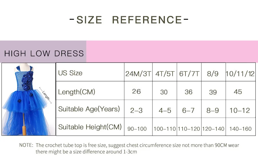 Kids Princess Blue Flowers Long Tail Tutu Dress Baby Girls Summer Tulle Wedding (14)