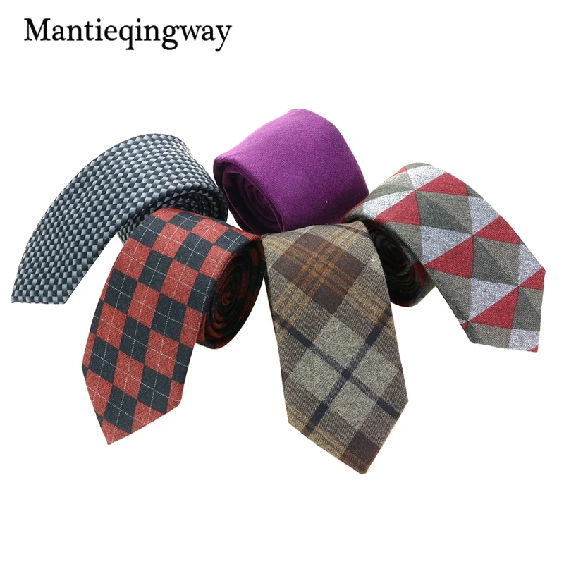

Mantieqingway Cashmere Neck Ties for Men Skinny Plaid Ties for Men Black Grey Solid Necktie Narrow Gravata for Men Christmas
