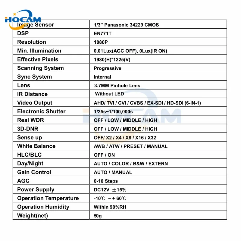 HQCAM 1080P SDI Мини камера 2.0MP 1/3 Panasonic Starlight 0.0008LUX мини Sdi Поддержка TVI/CVI/AHD/CVBS/E SDI/SDI