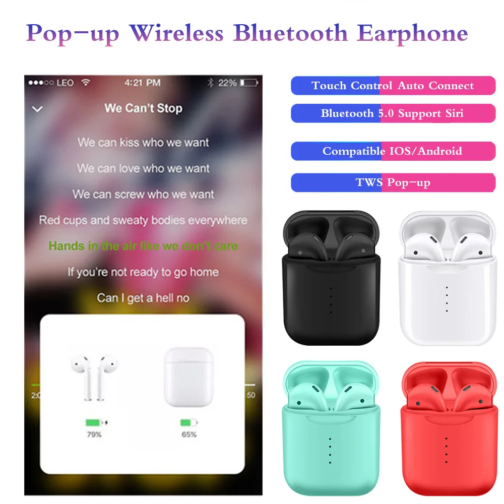 

Pop up TWS Wireless Earphone Bluetooth 5.0 3D Stereo 1:1 With Mic Charging Box For Mobile Phone PK w1 chip i20 i30 i60 tws