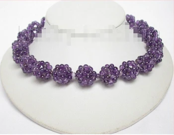 

FREE shipping> >>>AAA 17mm 17" natural handiwork round amethyst necklace j6550