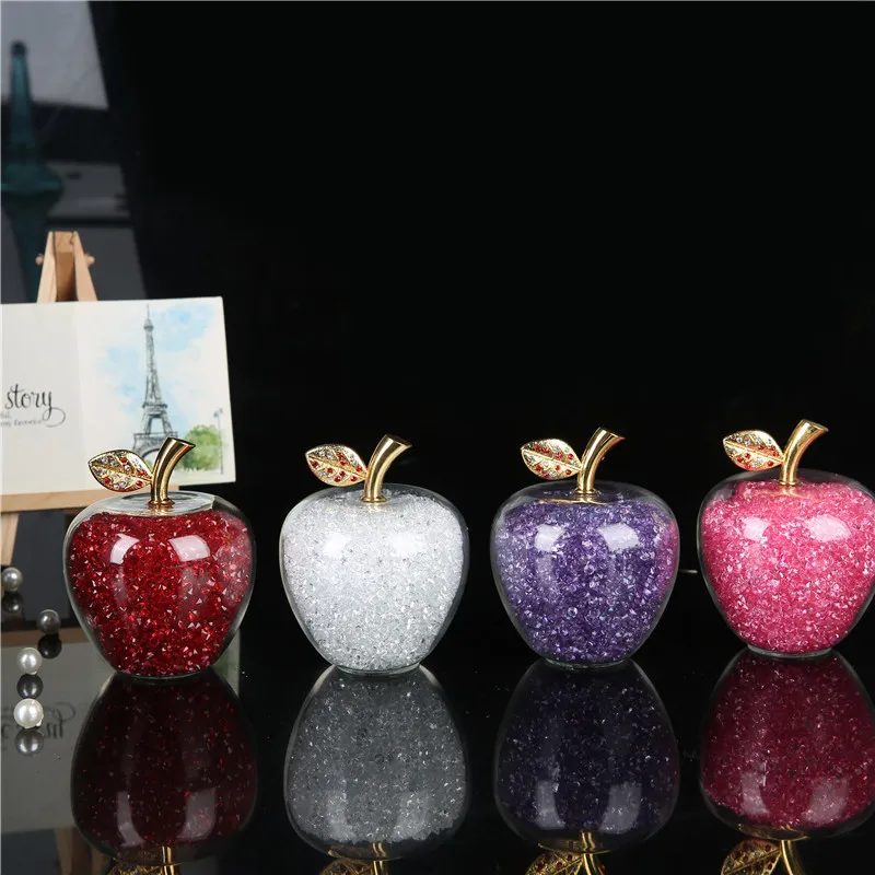 2 ''Rainstone Хрустальное яблоко пресс-папье стекло красивые подарки ремесла Искусство и коллекция Рождество домашнее оформление свадебных подарков