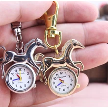 Модные картины золотые, серебряные, розовые, милые карманные часы с лошадью, цепочка для ключей, Серебряные Девушки Женщины, часы хорошего качества