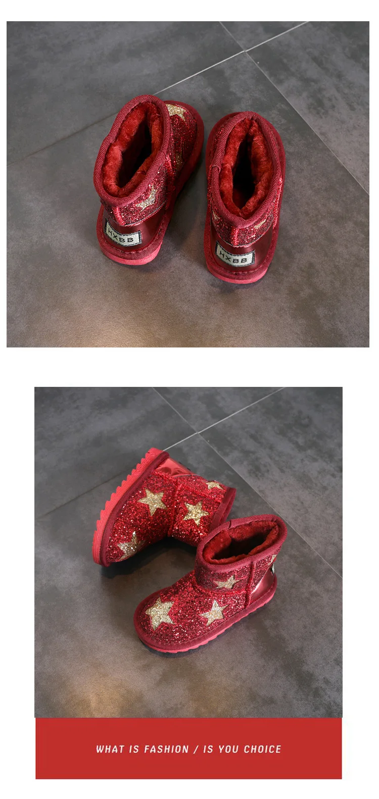 Детские зимние сапоги Новинка зимы звезд кашемировая теплая повседневная обувь модная детская обувь хлопок сапоги для маленьких девочек