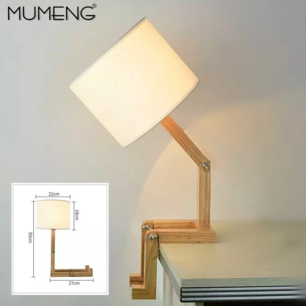 MUMENG настольная лампа 220 в E27 робот современная деревянная креативная Гибкая