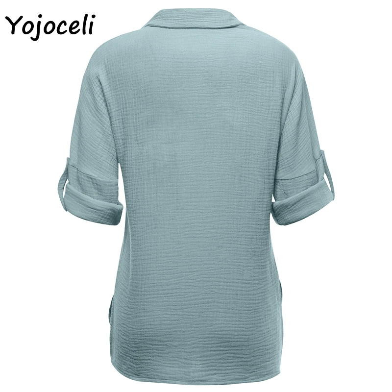 Yojoceli 2019 новая весенняя летняя рубашка на пуговицах блузки женские уличные хлопковые Блузки Рубашки Топы повседневные женские блузы