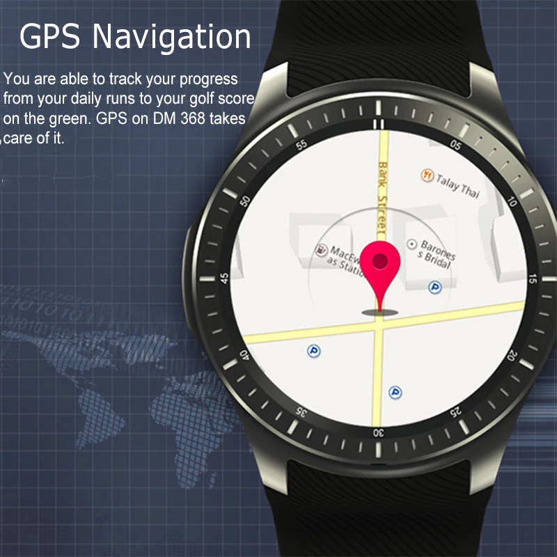 DM368 Smartwatch телефон 1 39 дюймов Android 5 3G 3 ГГц четырехъядерный 8 ГБ GPS Шагомер монитор