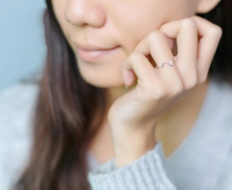 Jisensp Minimalist Jewelry Silver Color Geometric Rings for Women Adjustable Round Triangle Heartbeat Finger Ring bague femme