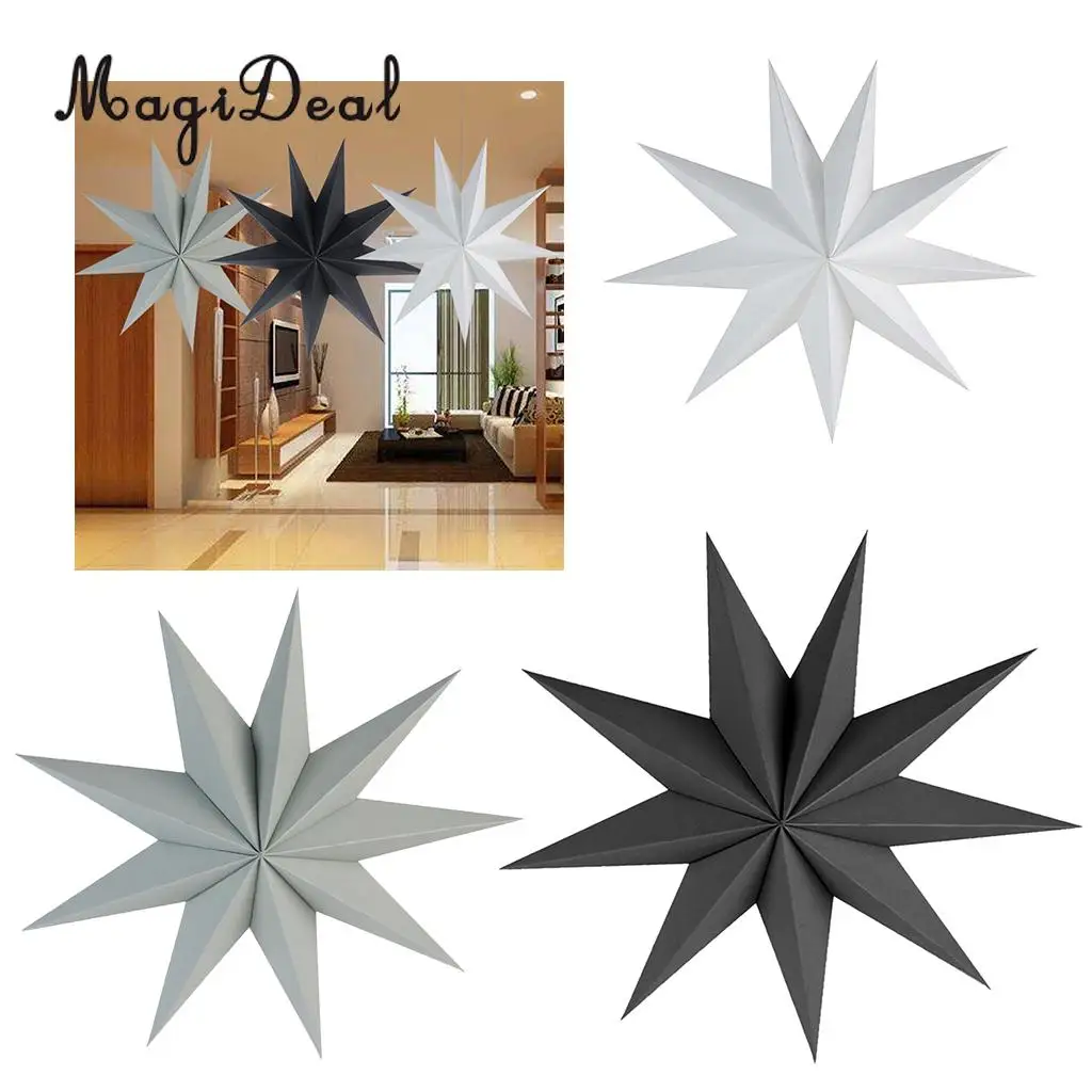  3D 9 Angles Stars Paper Star Hanging Christmas Home Party DIY Craft Decoration 