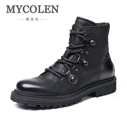 MYCOLEN/теплые зимние мужские ботинки; кожаные повседневные зимние ботинки на шнуровке; мужские Ботильоны; мужские рабочие ботинки для мужчин;