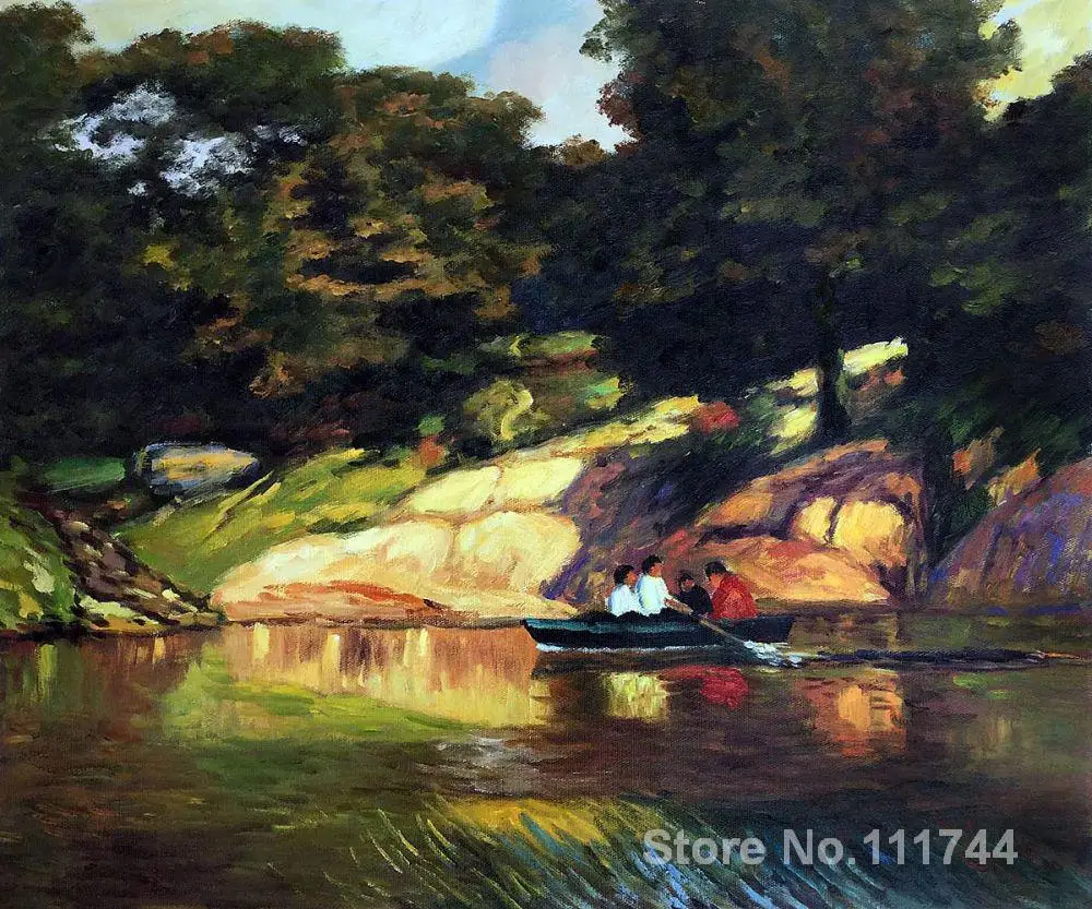 

Paintings for kids bedroom Boating in Central Park by Edward Henry Potthast beach wall art Hand painted High quality