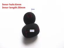 Foam Microphone Windscreen, mic sponge cover 6mm inner diameter & 30mm inner length 10pcs/lot free shipping