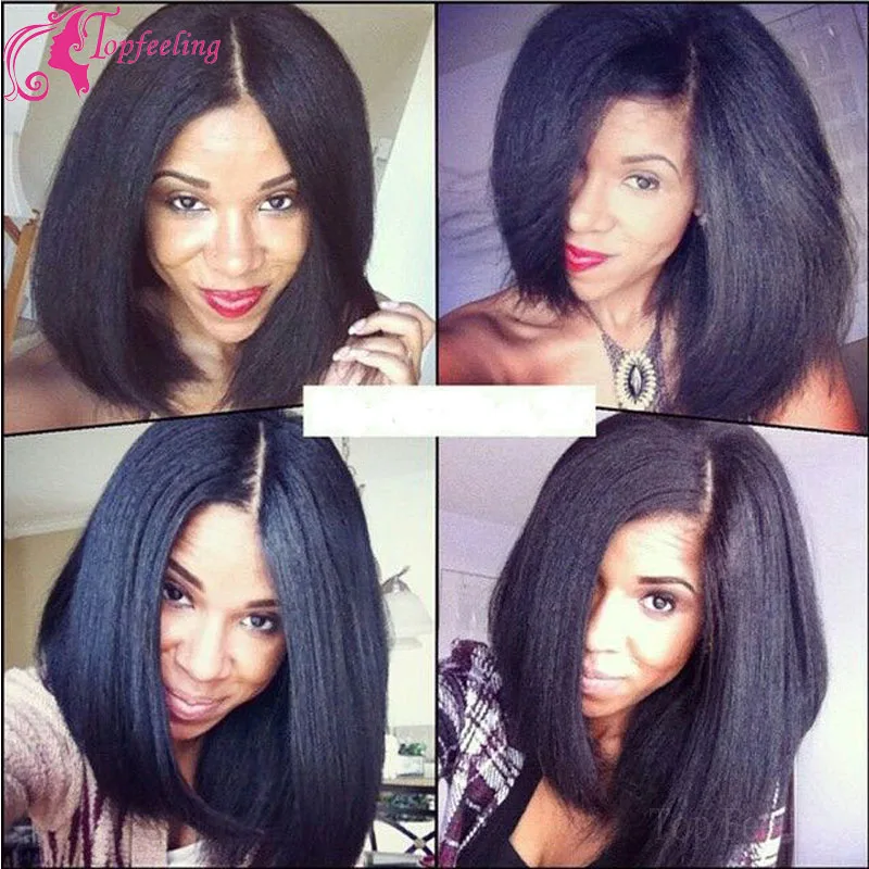 Italian Yaki Full Lace Wig Bob Virgin Brazilian Human Hair