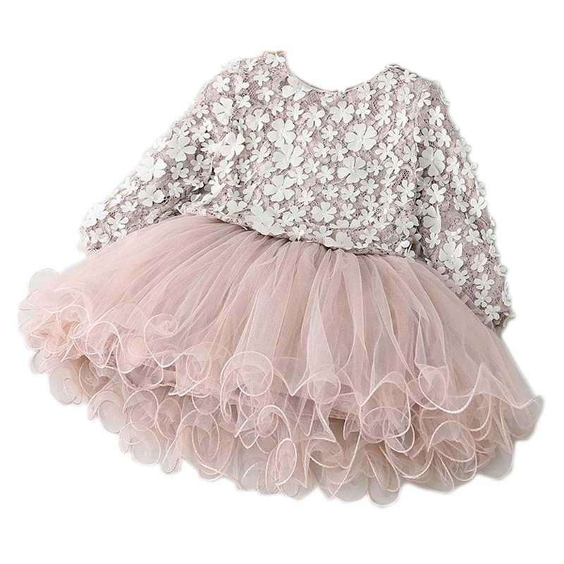 

Baby Girl Petals Dress Lace Princess Long Sleeve Children Clothing Dress Girls Clothes Tutu Winter Kids Clothes Casual Wear 2 6T