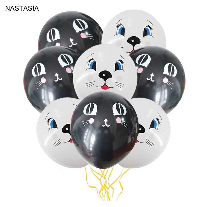 

NASTASIA 10pcs/lot cartoon animal printed white black latex balloon 12 inch 2.8g Children's Day gift babyshower suppliese toys