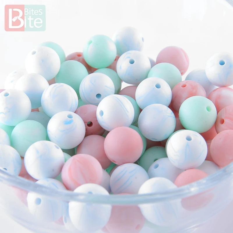 

Bite Bites 50pc Silicone Bead Teething Food Grade Silicone Round Beads BPA Free Baby Products Pendant For Pacifier Baby Teether