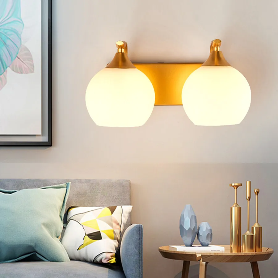 

BEIAIDI Nordic Art Glass LED Wall Light Foyer Bedroom Bedside Wall Lamp Villa Hotel Aisle Corridor Wall Sconce Mirror Front Lamp