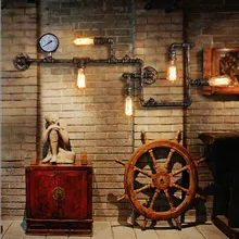 Промышленный винтажный светодиодный настенный светильник в стиле лофт для дома, антикварная железная водопроводная лампа, прикроватный настенный светильник Edison Lampara Pared