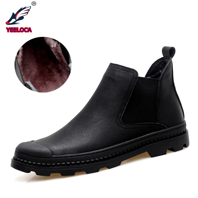 

NEW Men Chelsea Boots Ankle Boots Fashion Men's Male Brand Leather Quality Slip Ons Motorcycle Man Warm High Top Sneakers