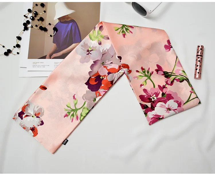 Striped Satin Silk Scarf for Women - Double-Sided Luxury Neck Neckerchief