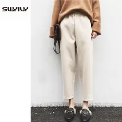 SWYIVY женские шерстяные брюки повседневные свободные 2018 осень зима новые женские теплые шаровары верхняя одежда женские шерстяные брюки