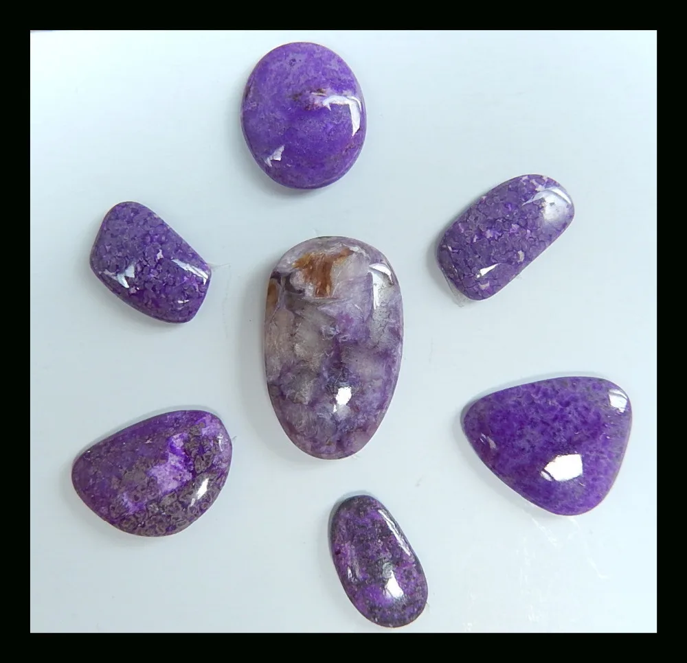 

Natural Stone Sale 7Pcs Sugilite Cabochon Beads,17*11*3mm,10*7*2mm,3.45g semiprecious stones cabochon natural Sugilite beads