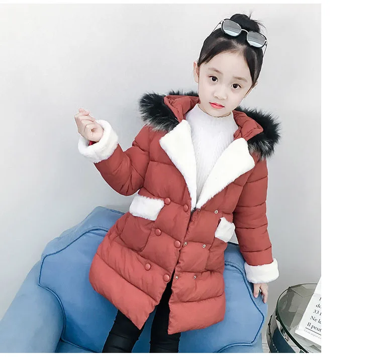 Children Cotton Jackets For Teenage Girls 2018 Winter Thick Warm Long Coats Kids Fur Hooded Outerwear Padded Clothes 5-16 Years  (13)